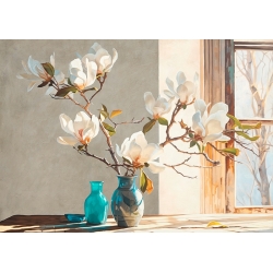 Cuadro en lienzo, Rama de magnolia en un jarrón de Remy Dellal