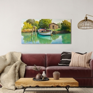 Art print and canvas, Boat on the river by Adriano Galasso