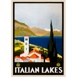 Quadro con poster vintage e stampa su tela, Laghi italiani
