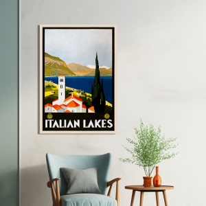 Vintage art print and canvas, Italian Lakes by Anonymous