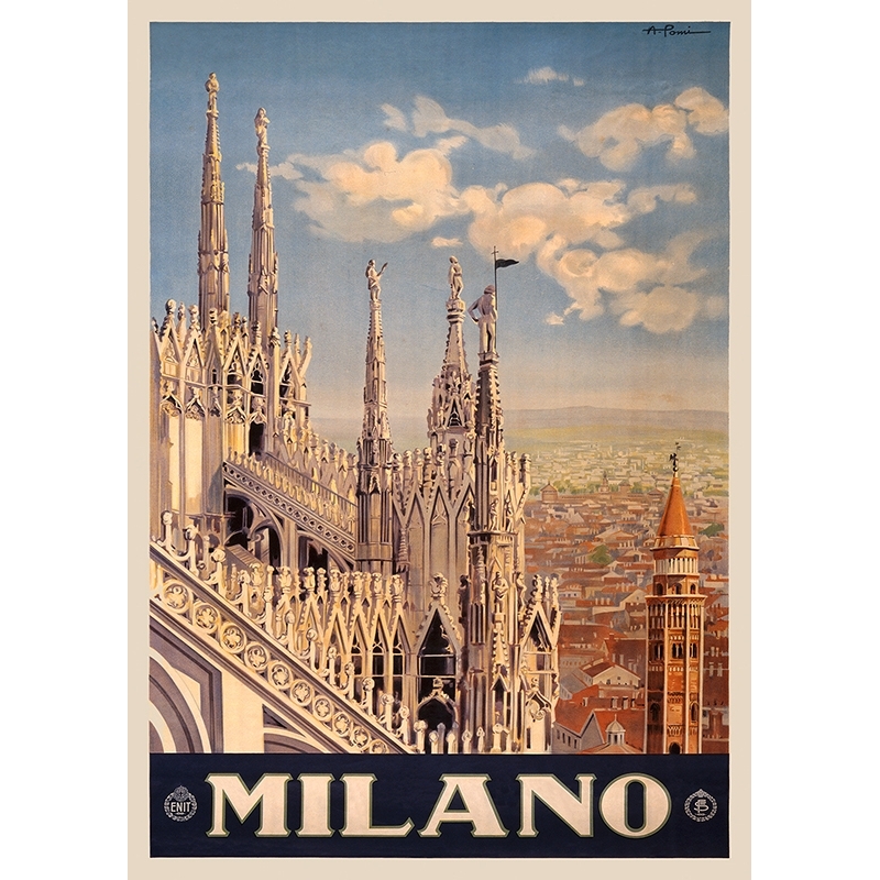 Tableau sur toile, affiche vintage, Milano