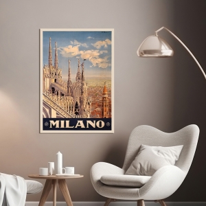 Tableau sur toile, affiche vintage, Milano