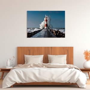 Art print and canvas, Lighthouse in the Mediterranean Sea 