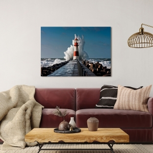 Art print and canvas, Lighthouse in the Mediterranean Sea 