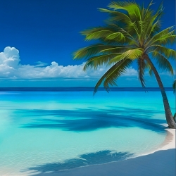 Tableau sur toile, Palmier sur la plage tropicale de Dario Marzi