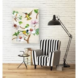 Quadro, stampa su tela. Terry Wang, Magnolia con uccellini