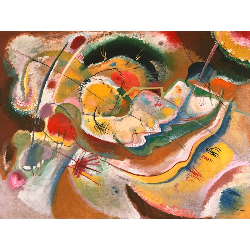 Tableau sur toile, Little Painting with Yellow de Wassily Kandinsky