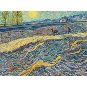 Quadro, stampa su tela, Campo con aratura di Vincent van Gogh