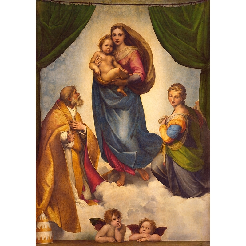 Art print and canvas, Madonna Sistina by Raffaello