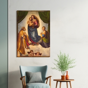Art print and canvas, Madonna Sistina by Raffaello