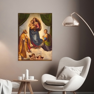 Cuadro en lienzo y lámina, La Madonna Sixtina de Raffaello