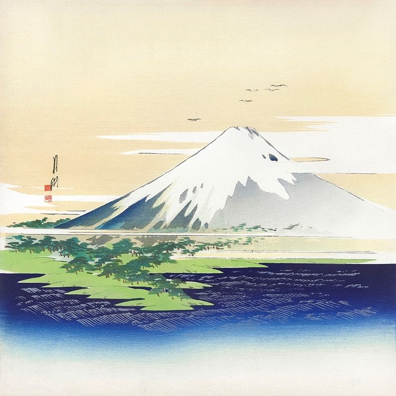 Quadro giapponese, stampa su tela, Monte Fuji, di Ogata Gekko