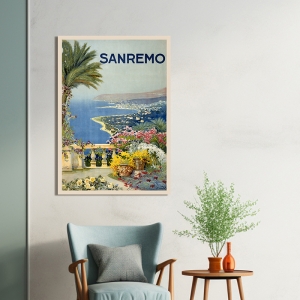 Kunstdruck, Leinwandbild, Vintage Poster Sanremo