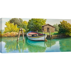 Art print and canvas, Boat on the river by Adriano Galasso