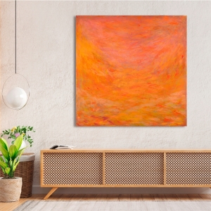 Tableau abstrait orange, Reflets de lumière, Italo Corrado