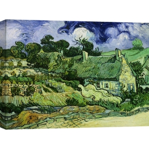Quadro, stampa su tela. Vincent van Gogh, Casa con tetto di paglia, Cordeville