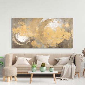 Golden abstract print and canvas, Planets of Gold by Jim Stone