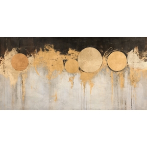 Tableau abstrait gris, noir et or, Phase de la lune de Jim Stone