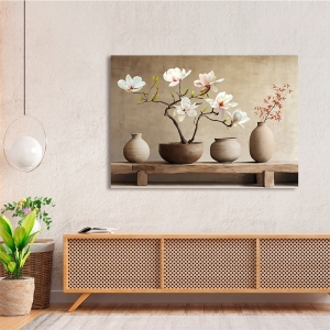 Art print, Terracotta vases and magnolia branch, Remy Dellal