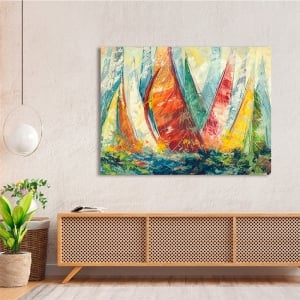 Art print and canvas, Regatta on the open sea by Luigi Florio