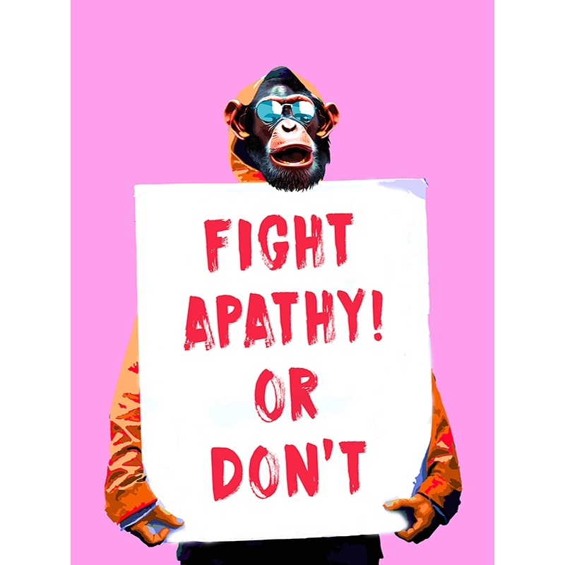 Quadro su tela scimmia, Fight Apathy di Masterfunk Collective