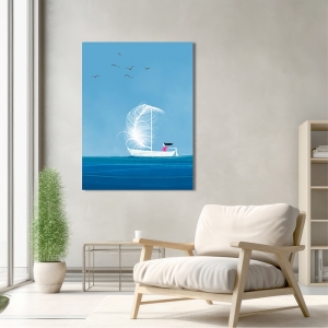 Tableau chambre enfant, Naviguer dans la mer tranquille