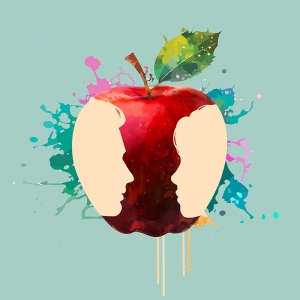 Cuadro Pop Art con manzana, Love Apple I de Steven Hill