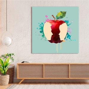 Pop Art Leinwandbild mit Apfel, Love Apple I, Steven Hill