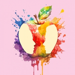 Pop Art Kunstdruck mit Apfel, Leinwandbild Love Apple II