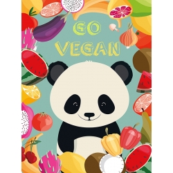 Panda art print and canvas, Go Vegan by Steven Hill