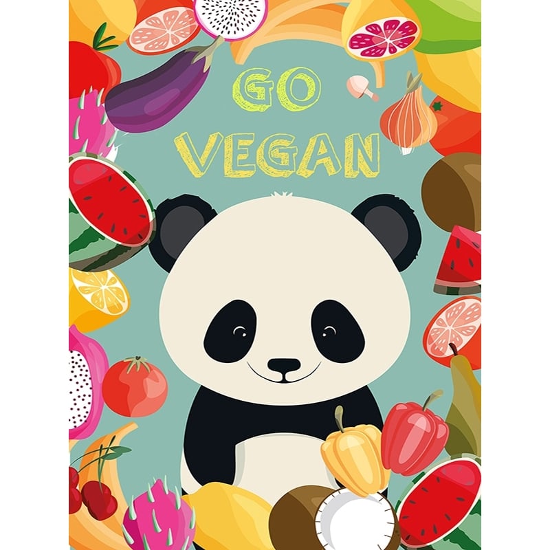 Panda Poster, Kunstdruck, Leinwandbild Go Vegan, Steven Hill