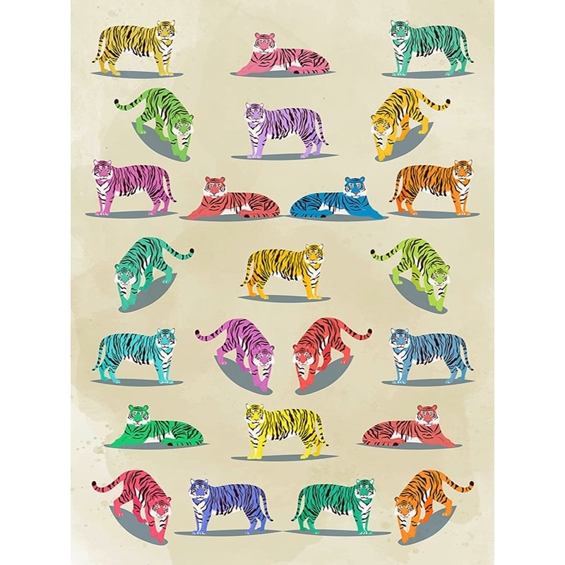 Poster y lámina tigres, Wildlife pattern II (multicolor), Steven Hill