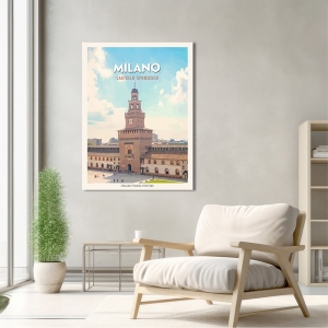 Stampa, poster, quadro su tela, Milano: Castello sforzesco