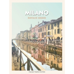 Stampa, poster, quadro su tela, Milano: Naviglio grande