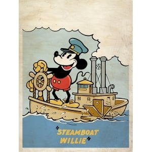 Kunstdruck, Leinwandbild Steamboat Willie Poster, Eric Chestier