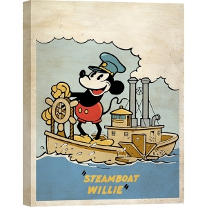 Cuadro en lienzo, lámina, Steamboat Willie Poster, Eric Chestier