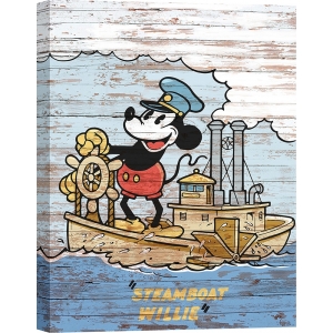 Quadro, stampa su tela, Steamboat Willie Vintage Poster di Eric Chestier