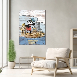 Quadro, stampa su tela, Steamboat Willie Vintage Poster di Eric Chestier