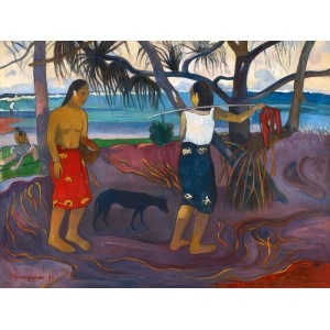 Kunstdruck, Leinwandbild Unter dem Pandanus, Paul Gauguin