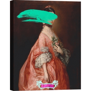 Altered antique painting on canvas, Madame by Eric Chestier