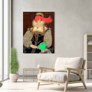 Altered antique painting on canvas, Lady I by Eric Chestier