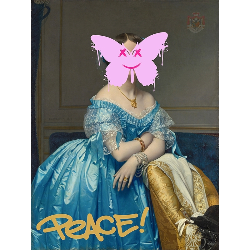 Altered antique portrait on canvas, Princesse by Eric Chestier