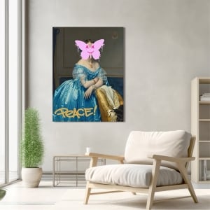 Altered antique portrait on canvas, Princesse by Eric Chestier