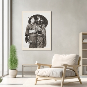 Quadro foto vintage divertente, Geishas in Traditional Dress