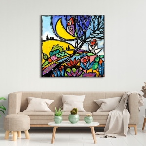 Colorful print on canvas, Colorful countryside by Wallas