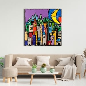 Colorful print and canvas, The city of colors by Wallas