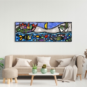 Tableau sur toile coloré, Poissons colorés de Wallas