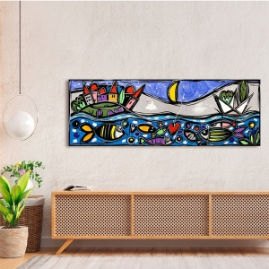 Tableau sur toile coloré, Poissons colorés de Wallas