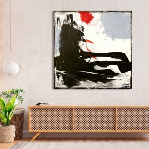 Black and white abstract canvas, Black Sound II by H. Romero