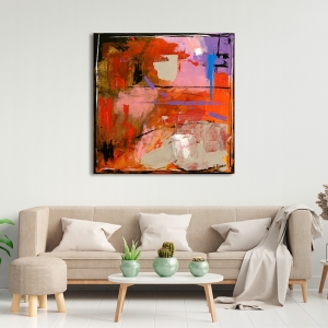 Red abstract art print and canvas, Red Roses by H. Romero